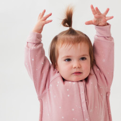 Merino/Organic Cotton Duvet Sleeping Suit with Sleeves - Dusk Stars