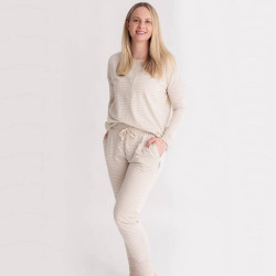 Relax! Merino/Organic Cotton Henley Top - Dune
