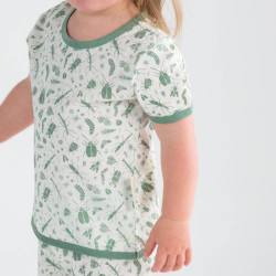 Merino/Organic Cotton Summer Pyjamas - Sage Bugs