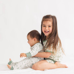 Merino/Organic Cotton Summer Pyjamas - Sage Bugs