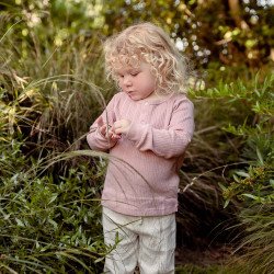 Organic Cotton/Merino Long Sleeve Henley Top - Dusk Marl