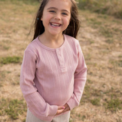 Organic Cotton/Merino Long Sleeve Henley Top - Dusk Marl