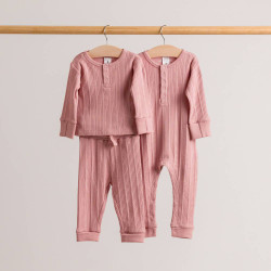 Organic Cotton/Merino Long Sleeve Henley Suit - Dusk Marl