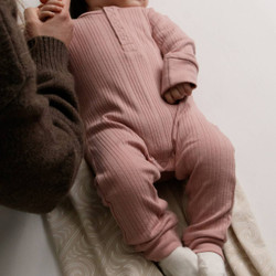 Organic Cotton/Merino Long Sleeve Henley Suit - Dusk Marl