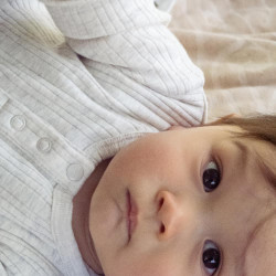 Organic Cotton/Merino Long Sleeve Henley Top - Natural Marl