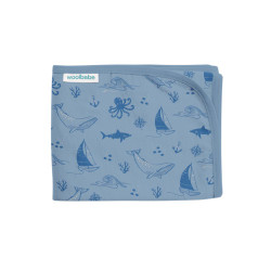 Merino/Organic Cotton Swaddle/Blanket - Glacier Sail Away