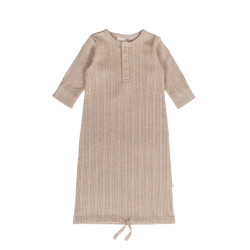 Organic Cotton/Merino Henley Gown - Dune Marl