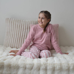 Merino/Organic Cotton Relaxed Winter Pyjamas - Dusk/Shell