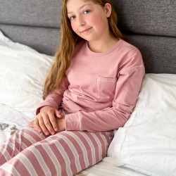 Merino/Organic Cotton Relaxed Winter Pyjamas - Dusk/Shell