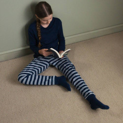 Merino/Organic Cotton Relaxed Winter Pyjamas - Midnight/Glacier