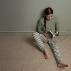 Merino/Organic Cotton Relaxed Winter Pyjamas - Flax/Dune