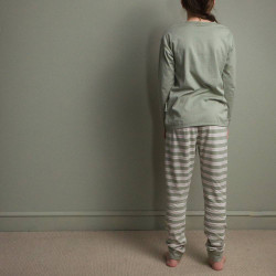 Merino/Organic Cotton Relaxed Winter Pyjamas - Flax/Dune