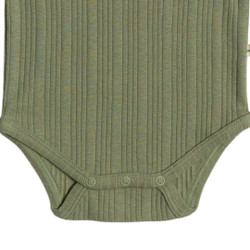 Organic Cotton/Merino Long Sleeve Henley Bodysuit - Flax Marl