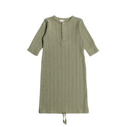 Organic Cotton/Merino Henley Gown - Flax Marl