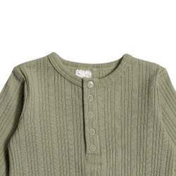 Organic Cotton/Merino Henley Gown - Flax Marl