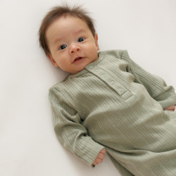 Organic Cotton/Merino Henley Gown - Flax Marl