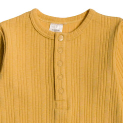 Organic Cotton/Merino Long Sleeve Henley Suit - Buttercup Marl