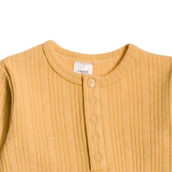 Organic Cotton/Merino Long Sleeve Henley Suit - Buttercup Marl