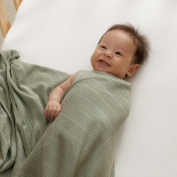 Organic Cotton/Merino Swaddle Blanket - Flax Marl