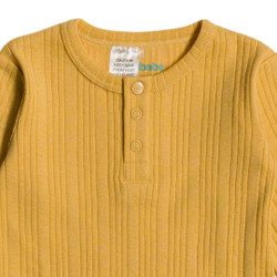 Organic Cotton/Merino Long Sleeve Henley Top - Buttercup Marl