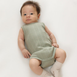 Organic Cotton/Merino Singletsuit - Flax Marl