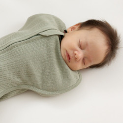 Organic Cotton/Merino Fitted Zip Swaddle - Flax Marl