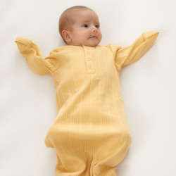 Organic Cotton/Merino Henley Gown - Buttercup Marl