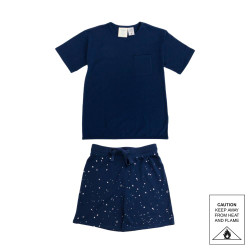 Merino/Organic Cotton Relaxed Summer Pyjamas - Tekapo Stars