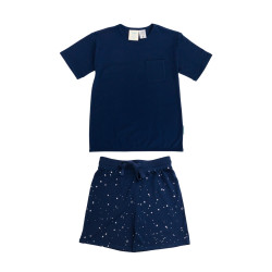 Merino/Organic Cotton Relaxed Summer Pyjamas - Tekapo Stars