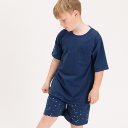 Merino/Organic Cotton Relaxed Summer Pyjamas - Tekapo Stars