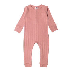 Organic Cotton/Merino Long Sleeve Henley Suit - Dusk Marl