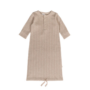 Organic Cotton/Merino Henley Gown - Dune Marl