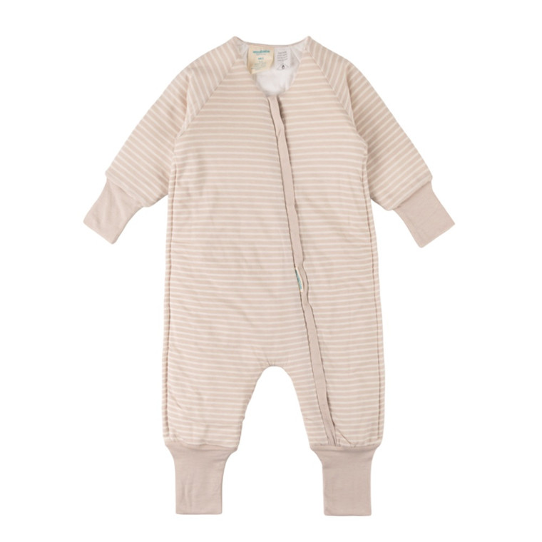 Merino/Organic Cotton Duvet Sleeping Suit with Sleeves - Dune