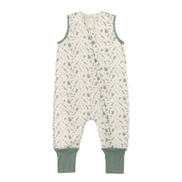 Duvet Merino/Organic Cotton Sleeping Suit - Sage Bugs