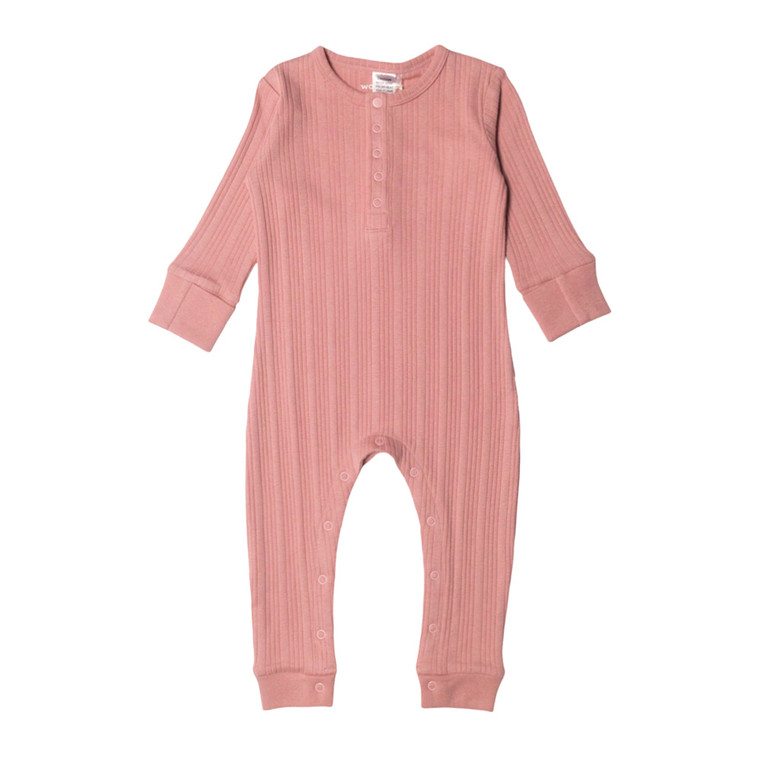 Organic Cotton/Merino Long Sleeve Henley Suit - Dusk Marl
