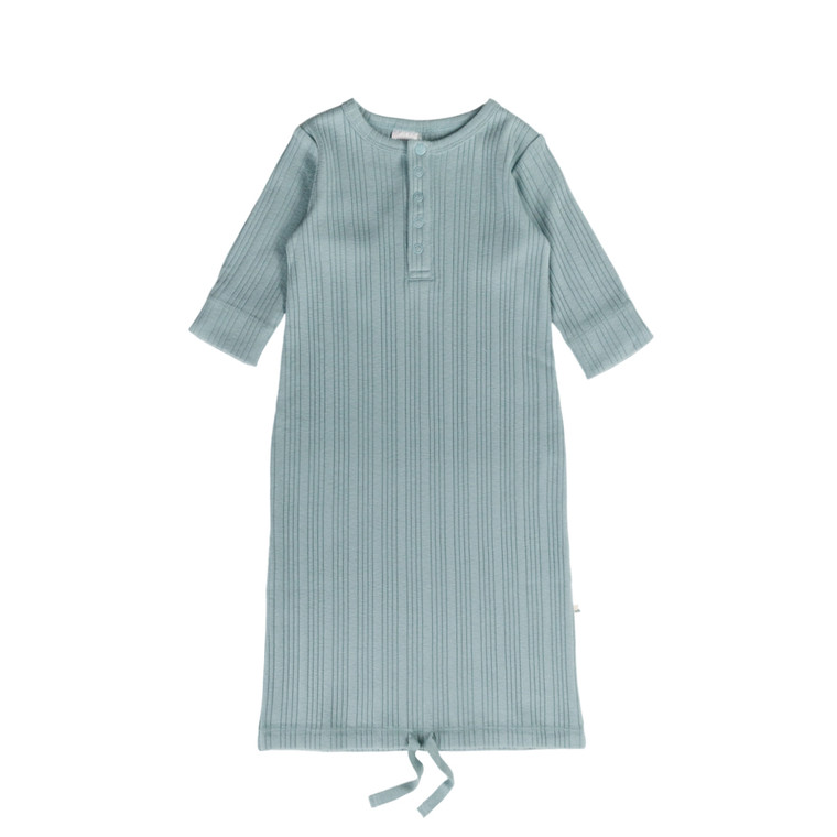 Organic Cotton/Merino Henley Gown - Tide Marl