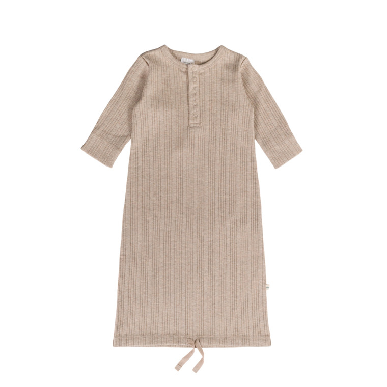 Organic Cotton/Merino Henley Gown - Dune Marl