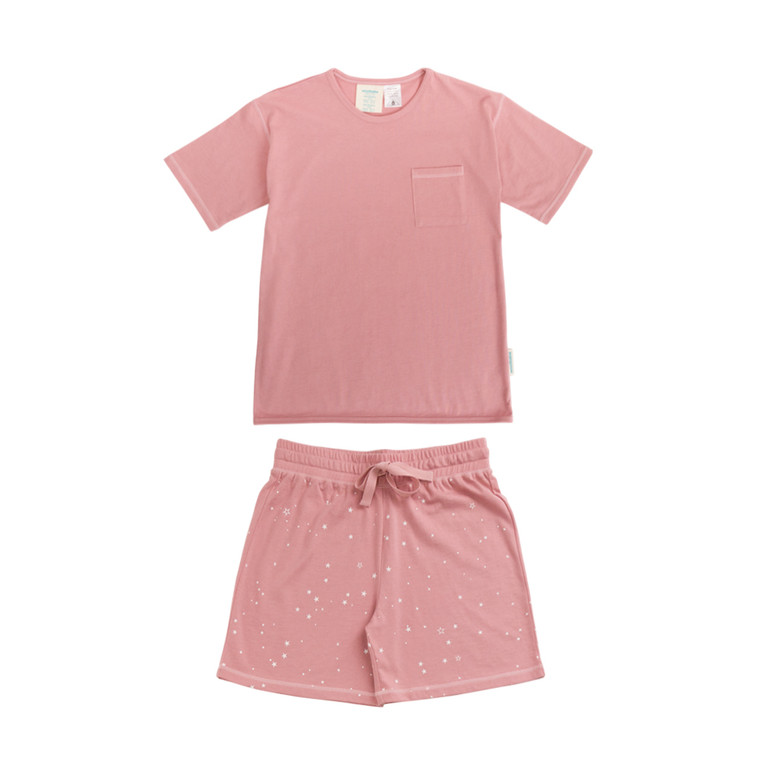 Merino/Organic Cotton Relaxed Summer Pyjamas - Dusk Stars