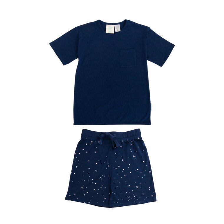 Merino/Organic Cotton Relaxed Summer Pyjamas - Tekapo Stars