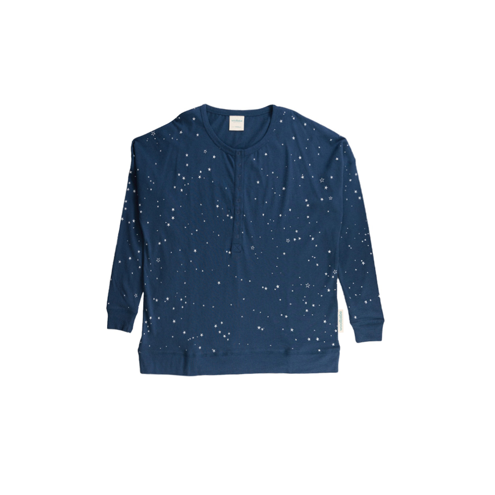 Organic Cotton Henley Nursing & Maternity Long Sleeve Shirt - Sky