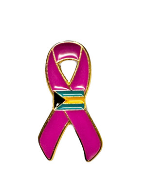 Breast Cancer Awareness - Ribbon Pin with Bahamas Flag