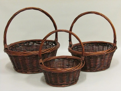 Willow Baskets - Round Heavy Rim - Stained