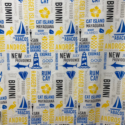 PolyCotton - Bahamas 50th Independence Text All Over