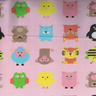 EasyCare Poly Cotton Prints Cute Animals Pink