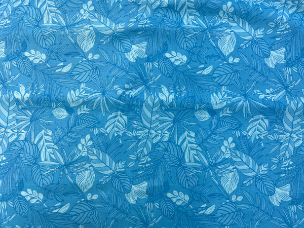 100% Cotton - Boundless - Turquoise Leaf All Over