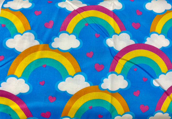 100% Cotton - Rainbows on Turquoise