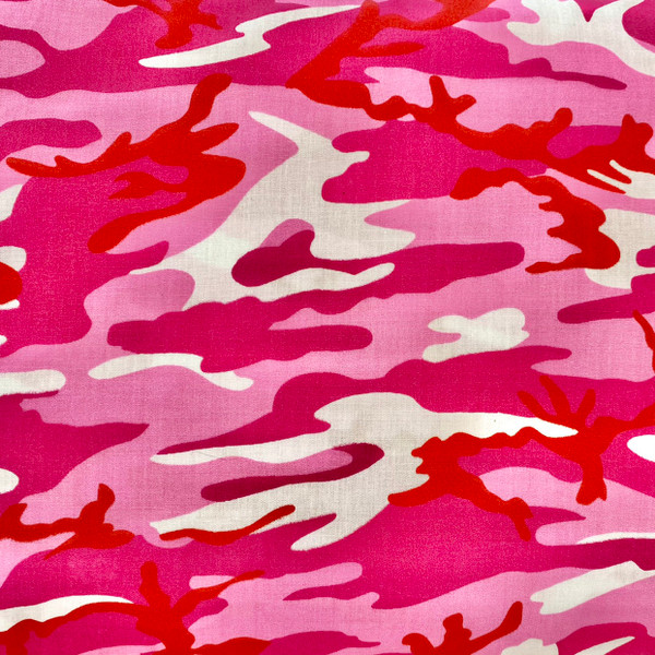 PolyCotton - Camo Print - Pink