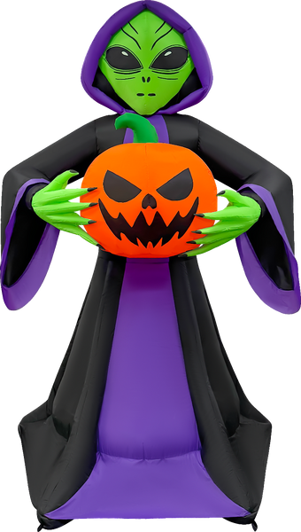Halloween - Inflatable 8ft Alien Holding Pumpkin