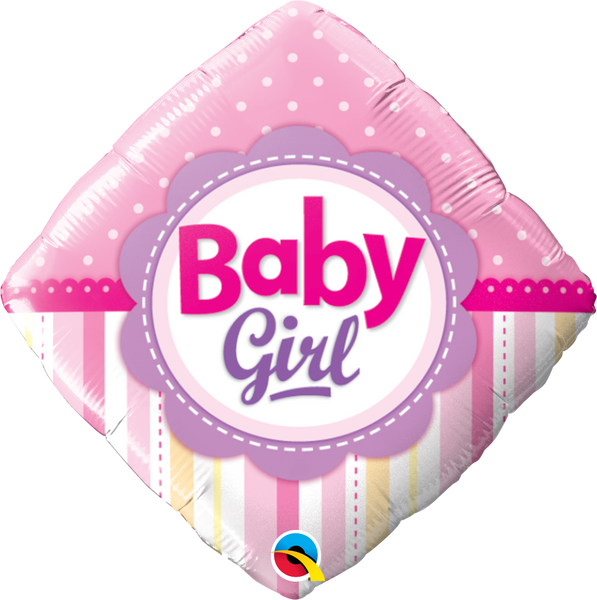18" Diamond Baby Girl Dots & Stripes