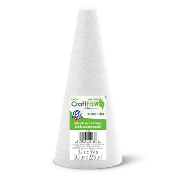 Styrofoam Cone - White - 9"x4"